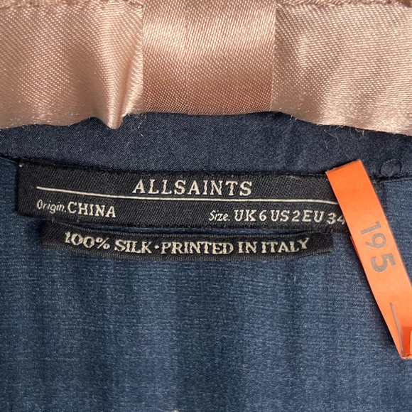 All Saints, Size:2, Silk Amaro Rip It Up Top, Navy/White/Pink/Black, EUC! - Picture 3 of 10